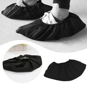 100PCS Black Disposable Shoe Covers - 13.75 Inch Non- Non-Woven Boot Protectors, Thick Breathable Foot Covers for Indoors, Home, Hospital \u0026 Construction Use